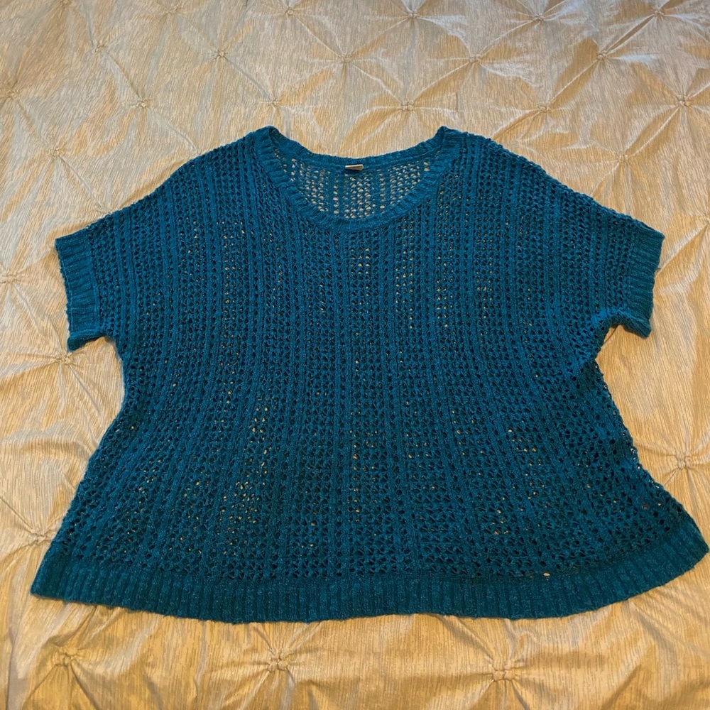 Teal crochet top